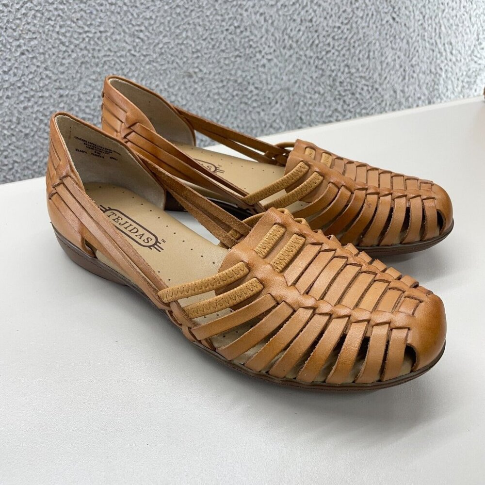 Tejidas Womens Flats Tan 9 M Leather Tampa‎ Round Toe Guaracha Shoes